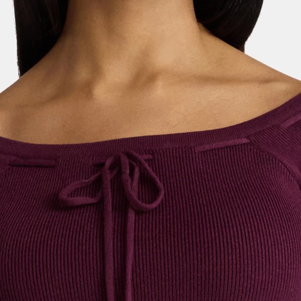 Madden NYC Women's Ribbon Top with Long Sleeves - Picture 5 of 5